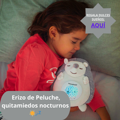Erizo de Peluche con Ruido Blanco y Proyector Quitamiedos Spikey