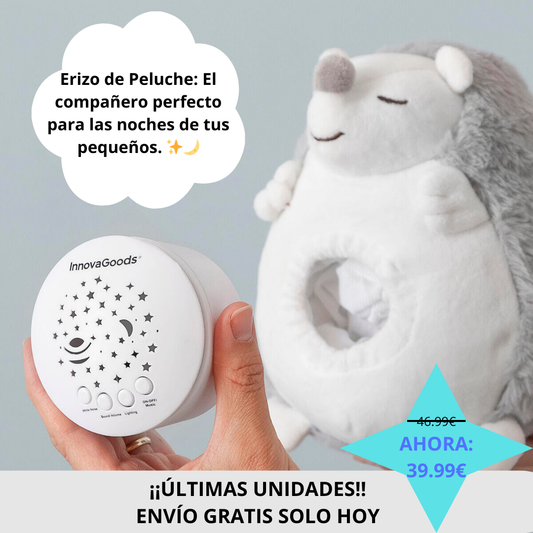 Erizo de Peluche con Ruido Blanco y Proyector Quitamiedos Spikey